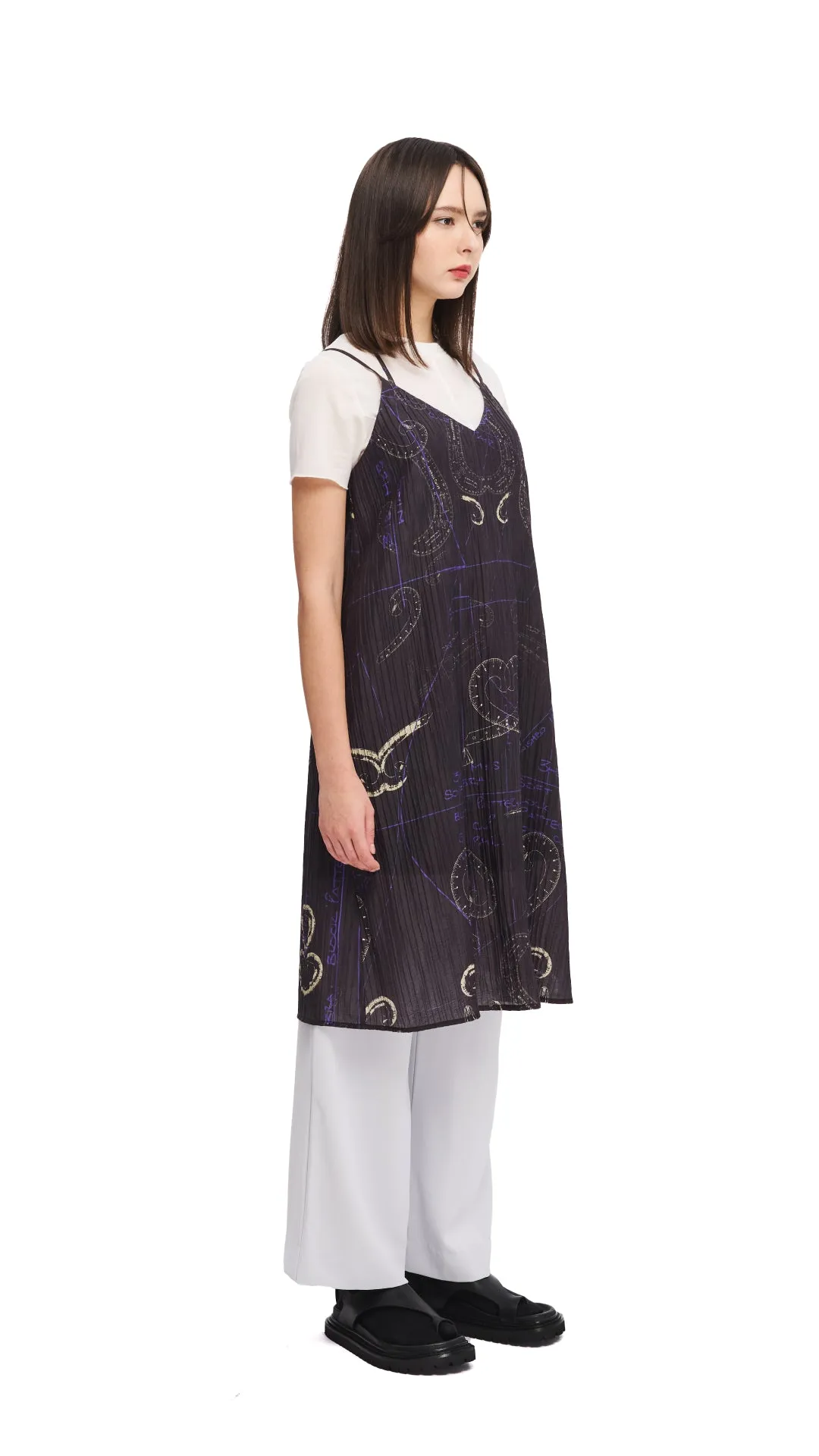 French Curve Ruler Placement Print Slip Dress QuickRelease Closure