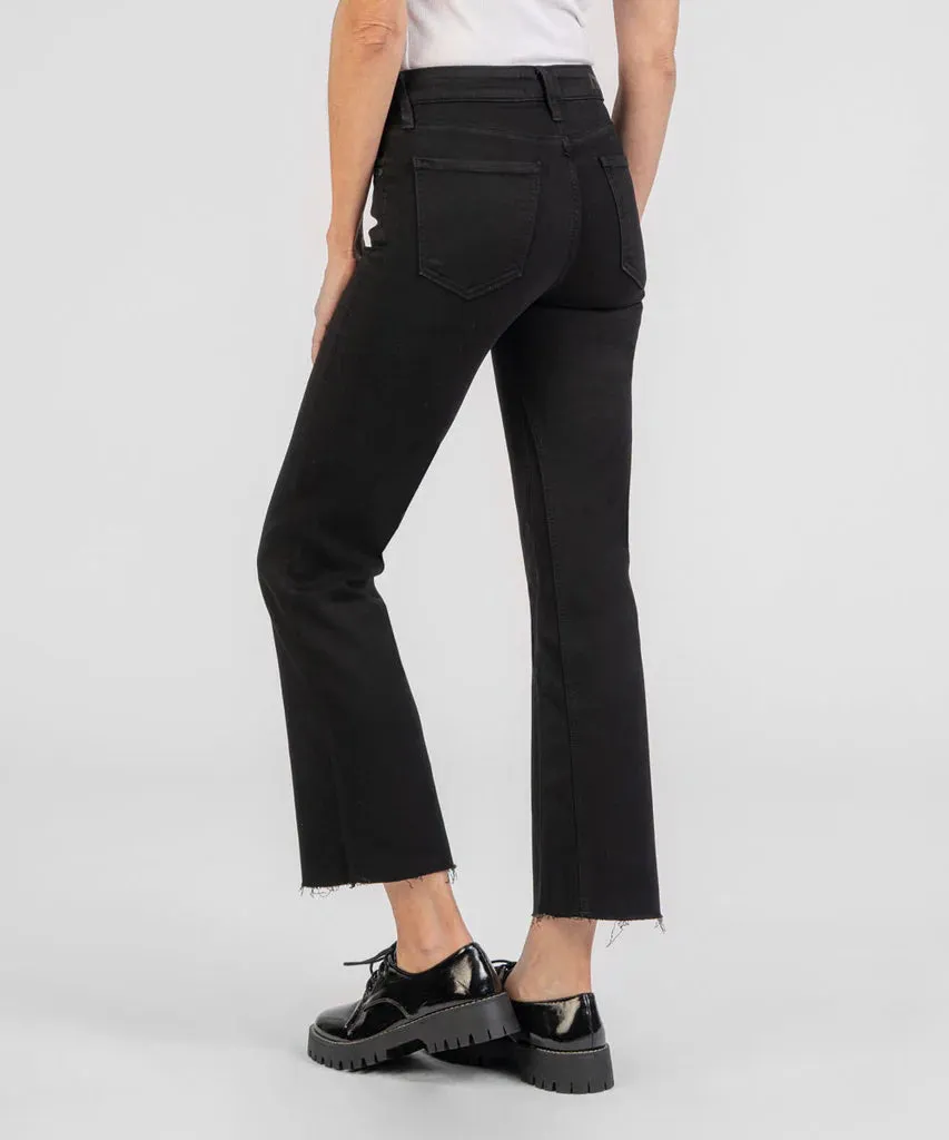 Ultraviolet Protection KUT Kelsey Mid Rise Raw Hem Ankle Flare Black Jeans