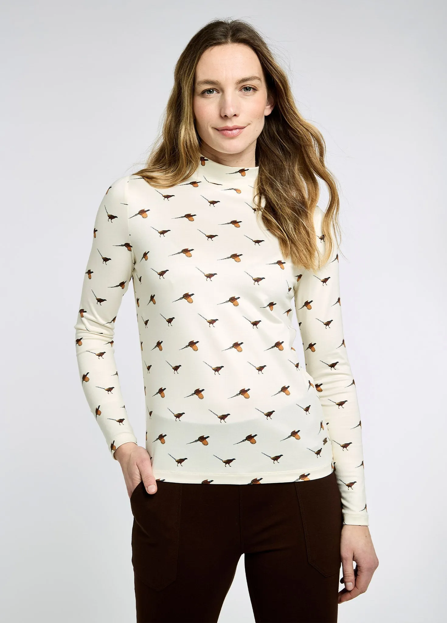 Reynolds Women's printed top - Cream HygroscopicFiber