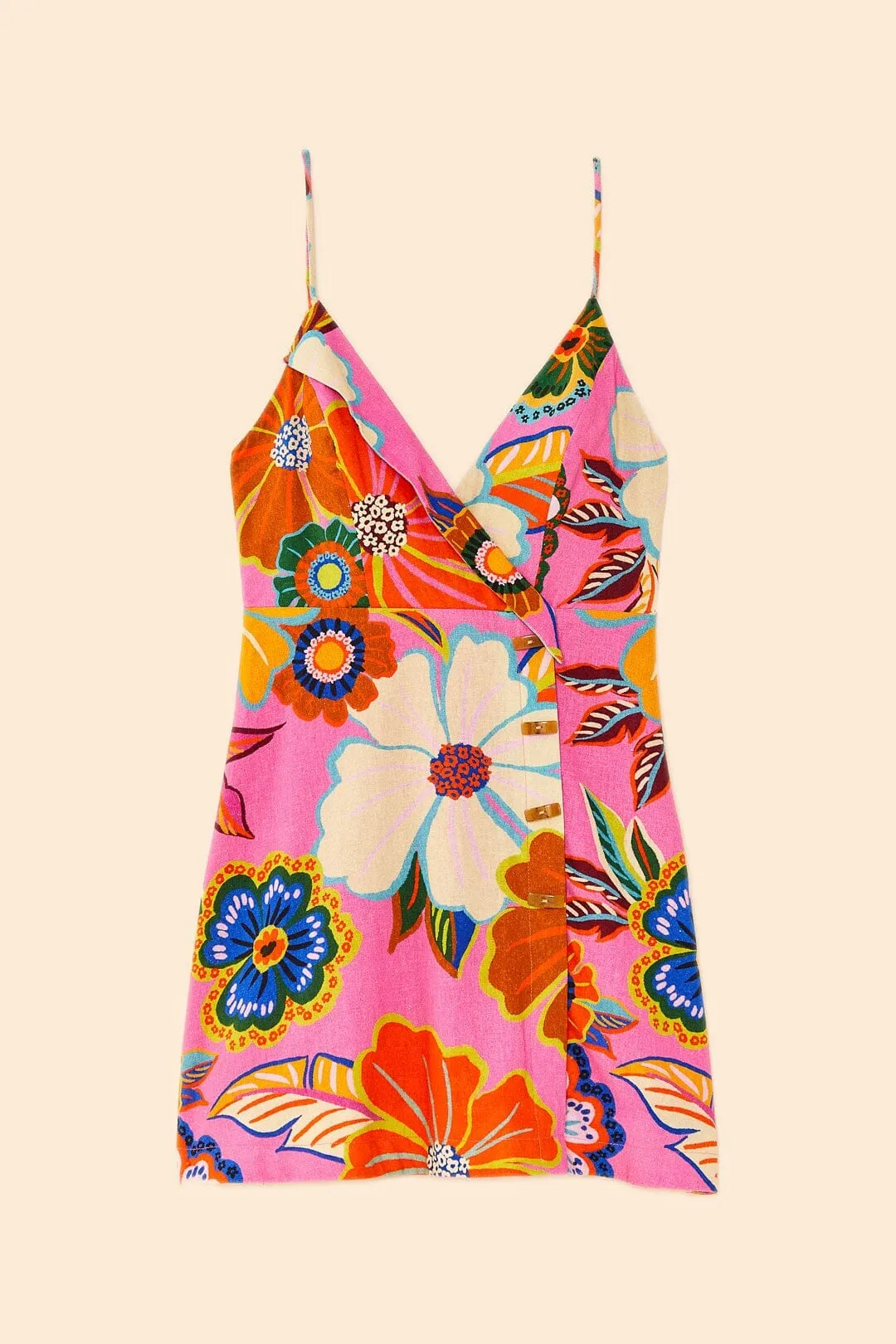 Cross Back Support Design Glow Hot Pink Full Garden Mini Dress