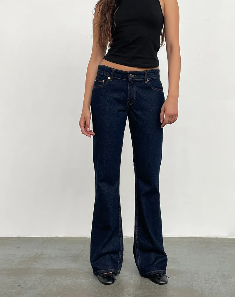 Rigid Low Rise Flare Jeans In Indigo Basic Core Loose Thread