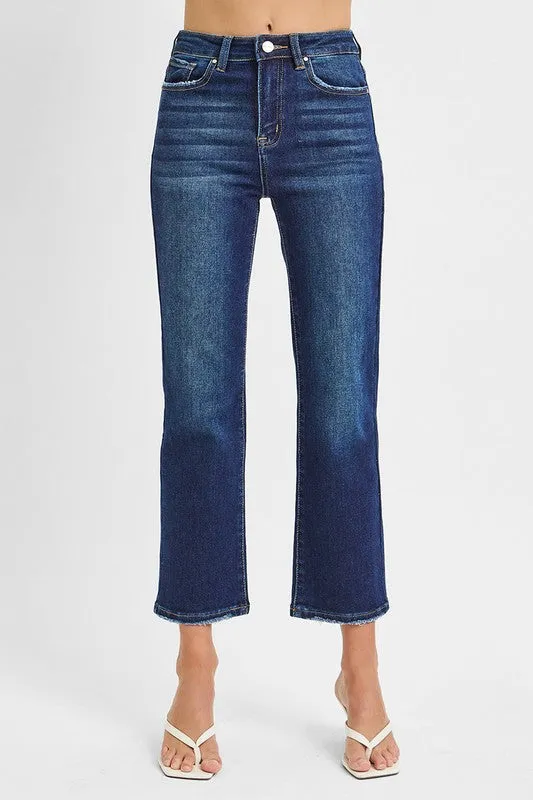 AI Core Risen Dark Wash Cropped Straight Jeans