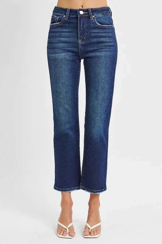 Risen Dark Wash Cropped Straight Jeans RipstopFabric Icon Fit