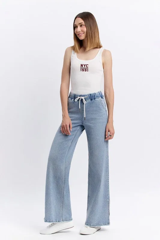 ShrinkageFree Fabric Work Ready Lovervet High Rise Side Slit Drawstring Jeans