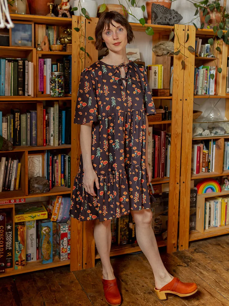 Adelaide Tiered Mini Dress - Botanical Dusk Regular Fit