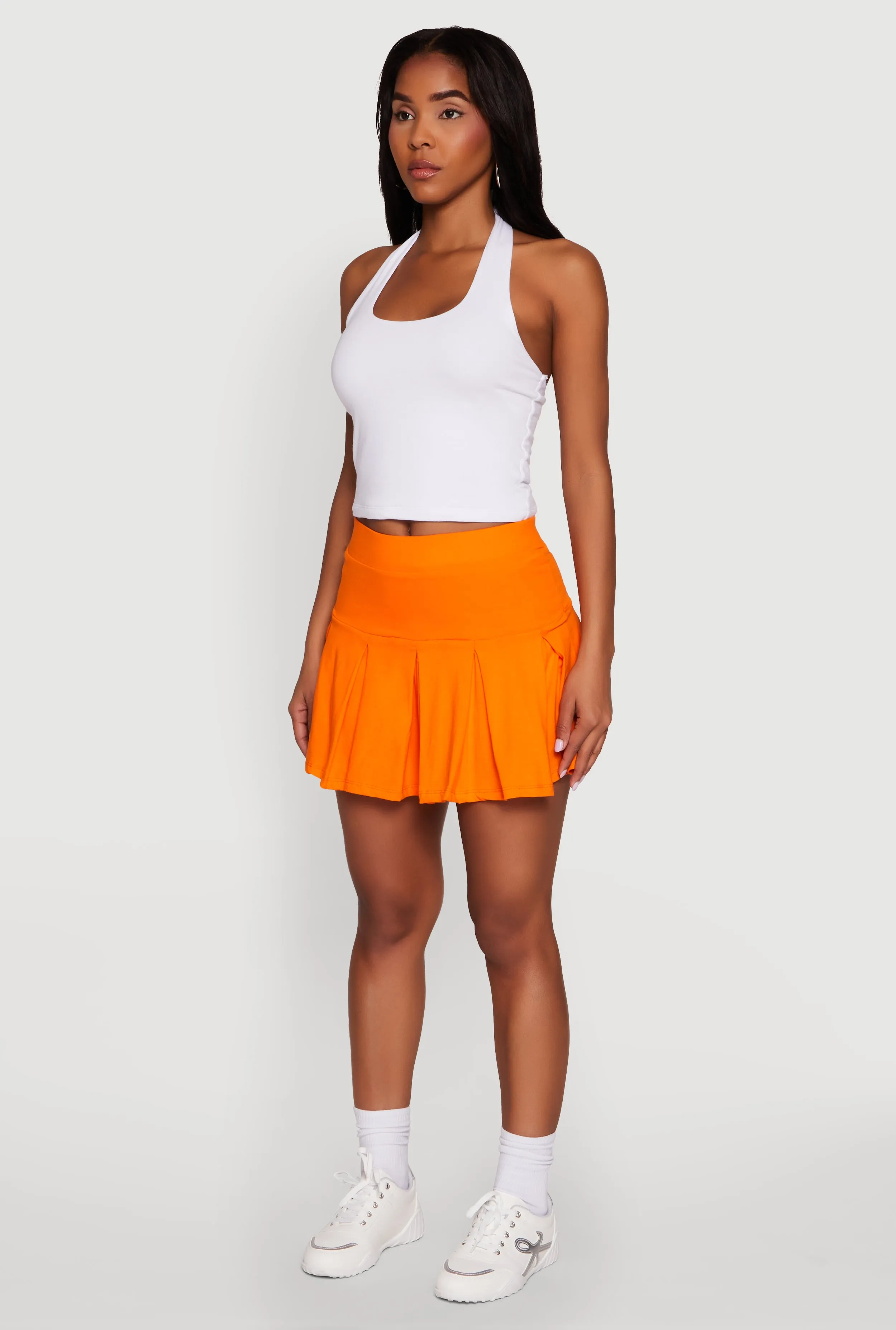 Light Fabric Thermoregulating Fabric Trendy Activewear Lined Mini Pleated Tennis Skirt