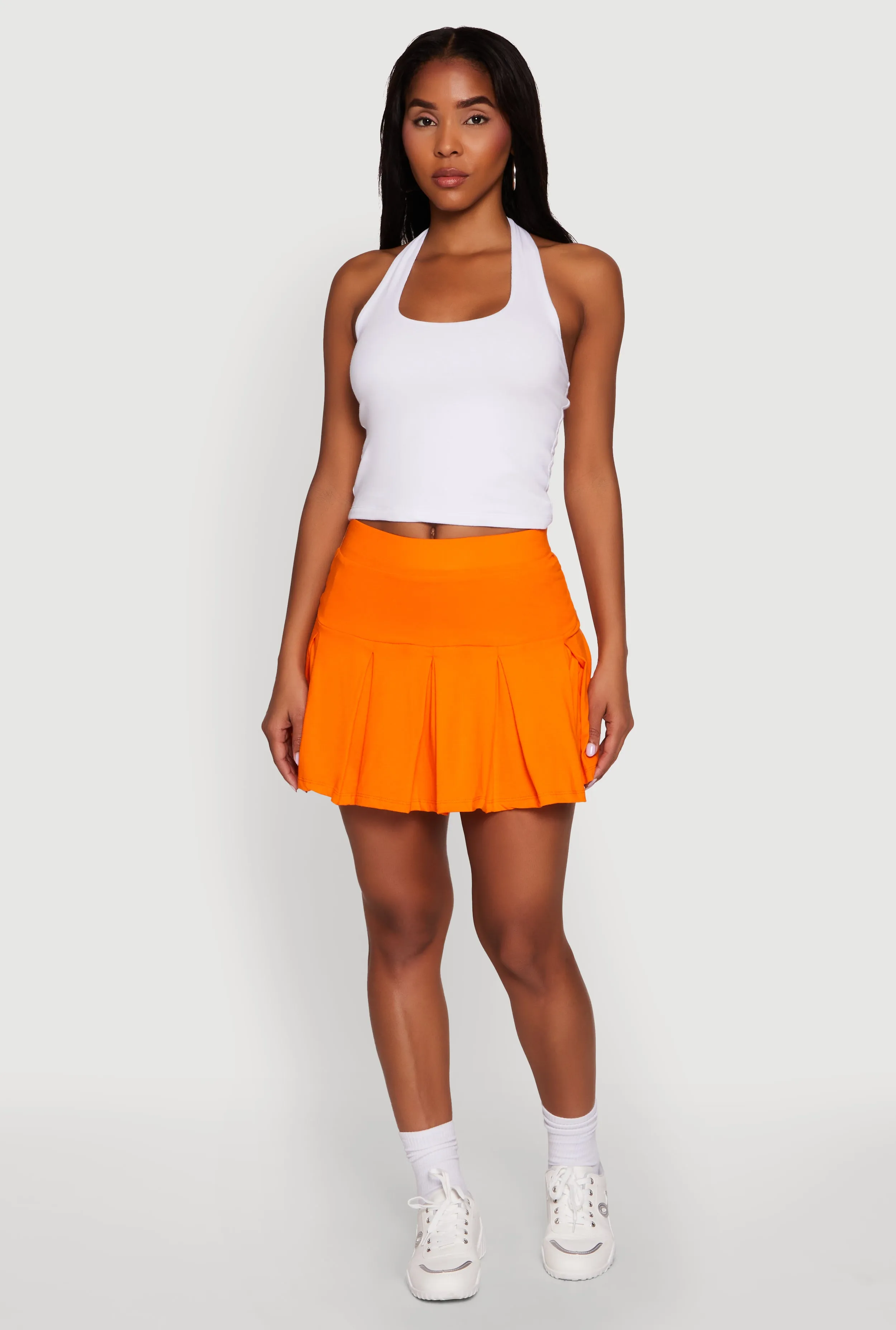 Soft Touch ribbed texture Trendy Activewear Lined Mini Pleated Tennis Skirt