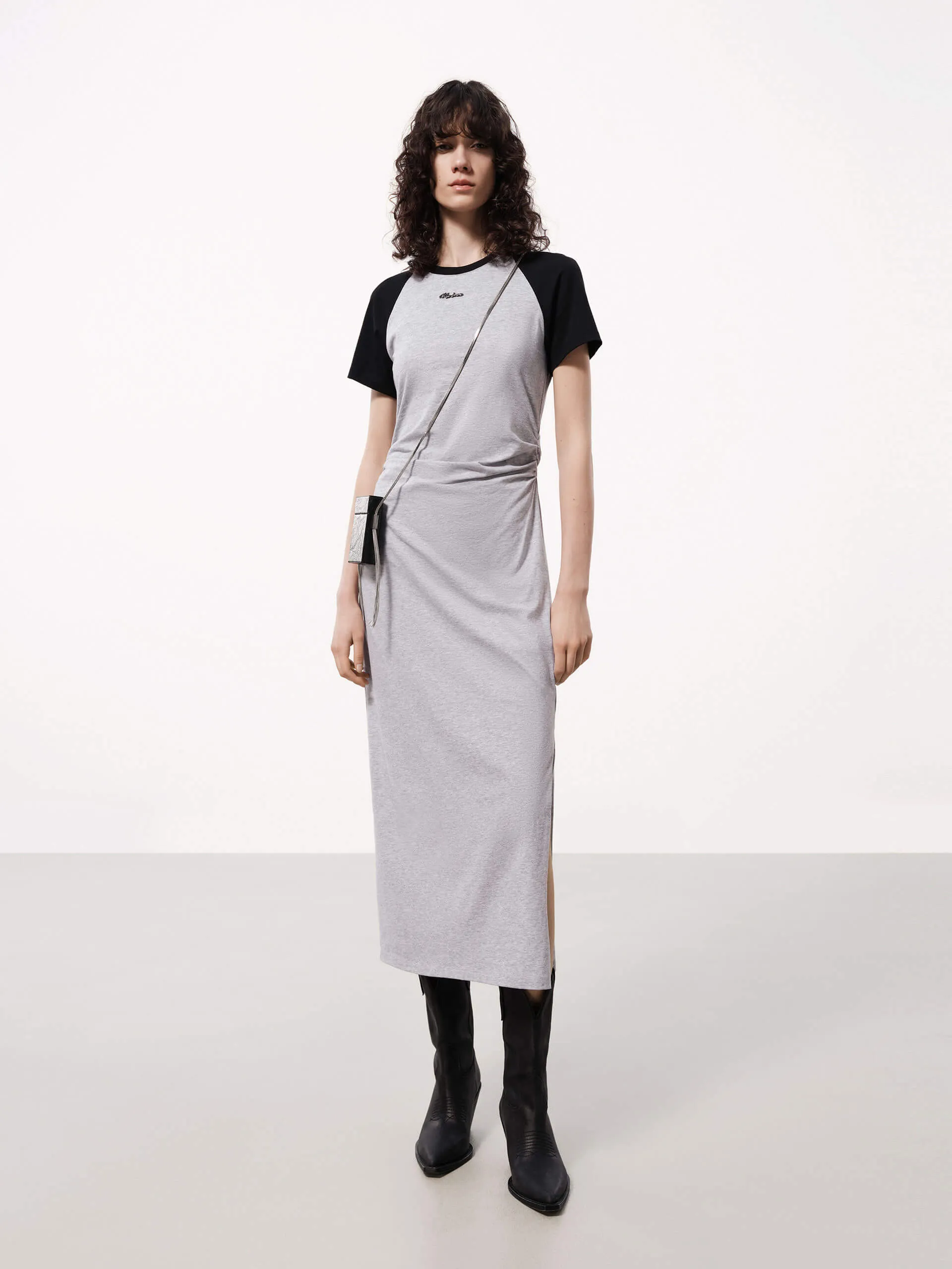 Side Slit Midi Dress Flower Scent Plus Fit
