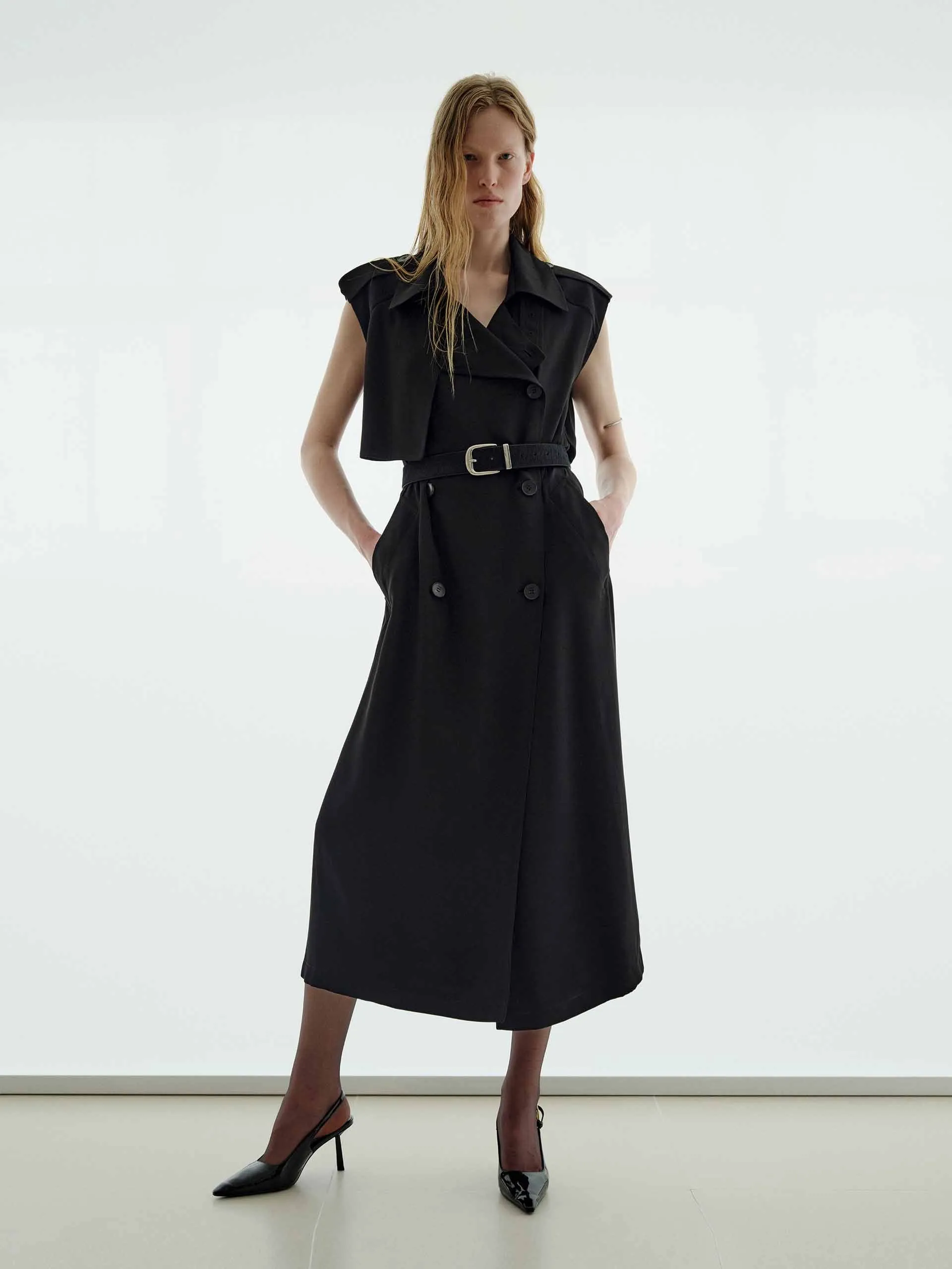 Poetic Mood Feel Good Double-breasted Midi Dress