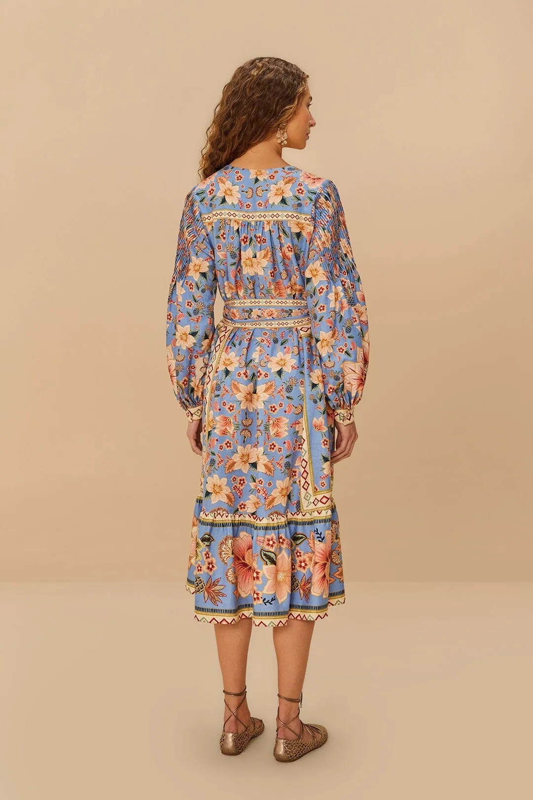 Blue Superbloom Tapestry LENZING? ECOVERO? Euroflax?Midi Dress Stylish Outfit