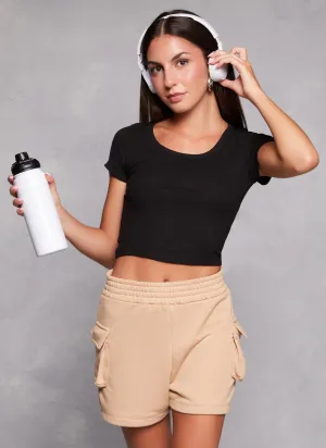 Rib Knit Scoop Neck Crop Top Retro nostalgia