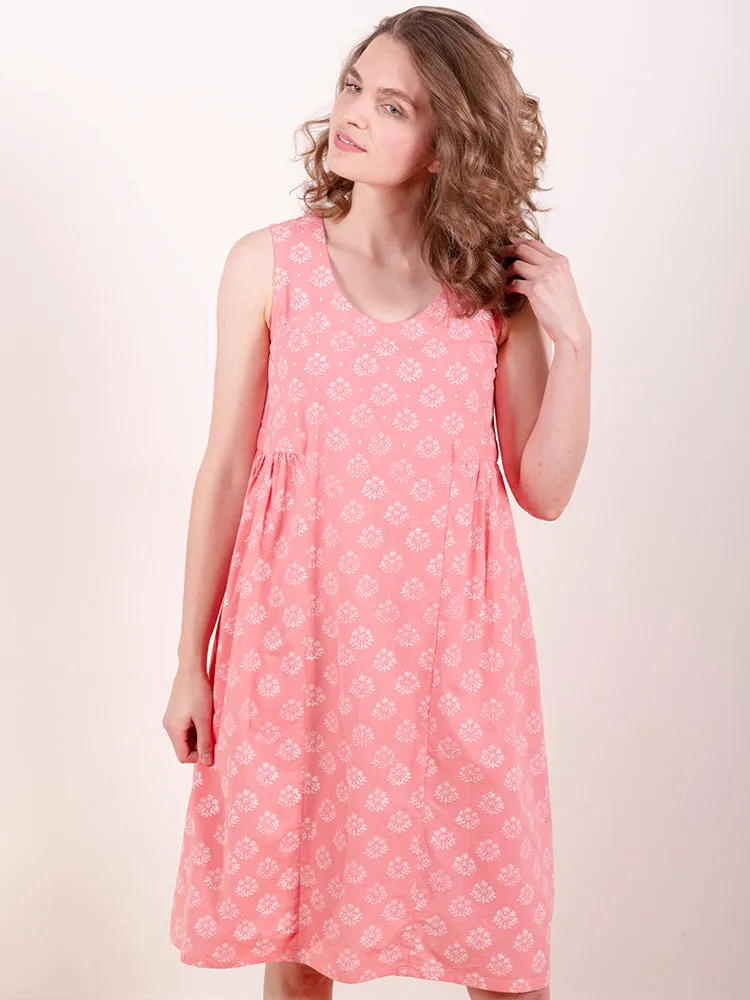Melody Midi Dress - Floral Stamp Rose Loose Thread