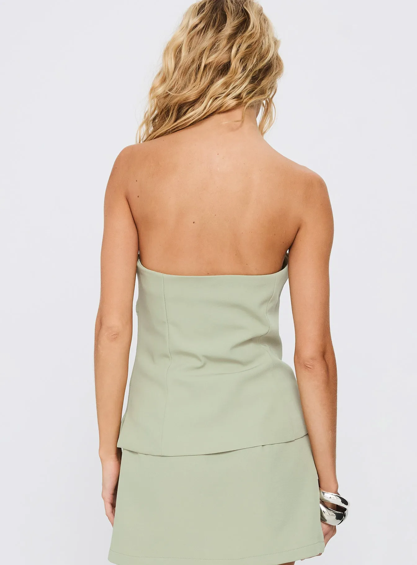 Irresistible Strapless Top Green Stylish Outfit Snag Free Fabric