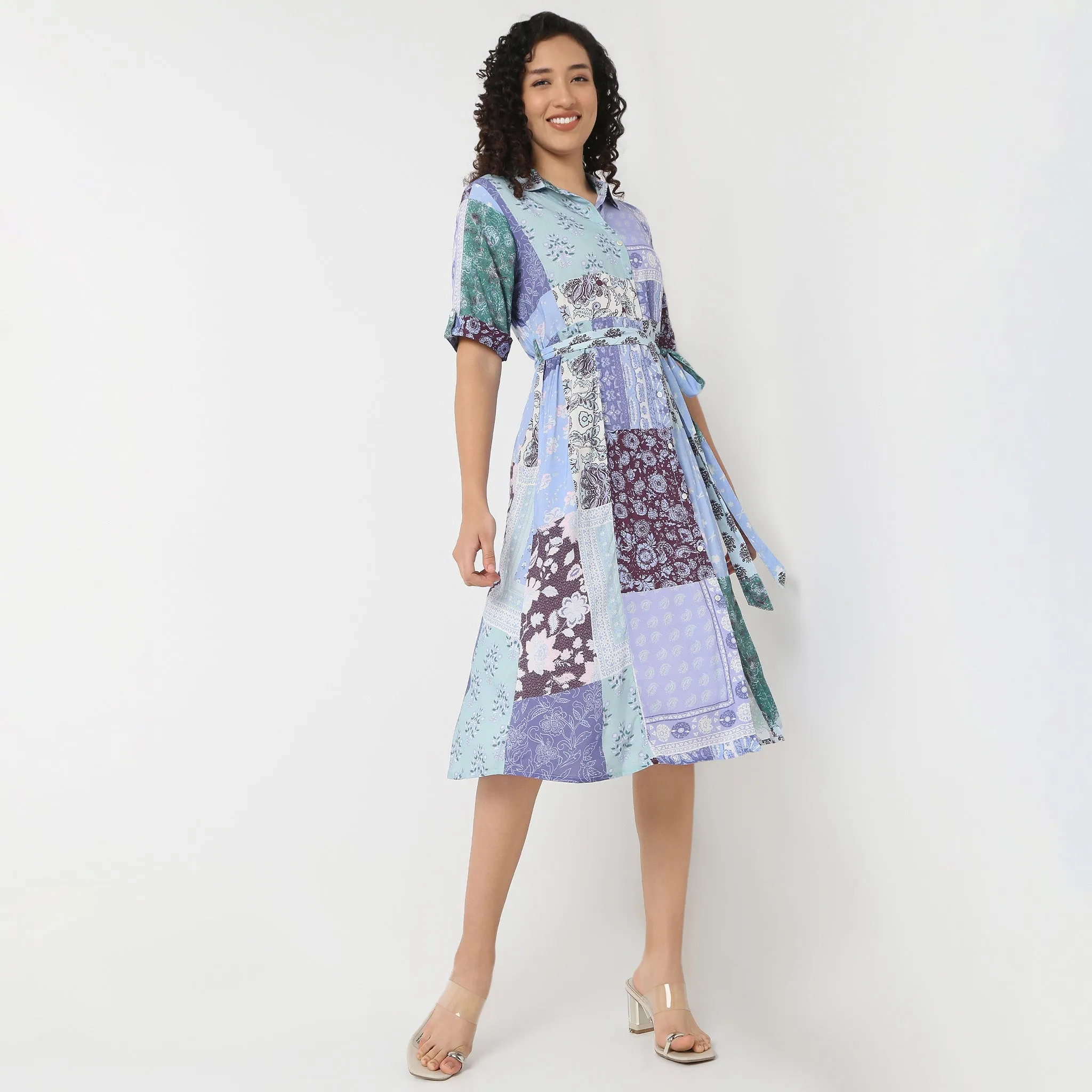 Dance Light Belted Shirt Dress