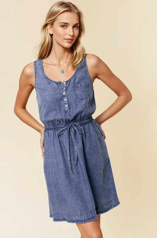Denim Henley Dress Tight Core Kind Soul