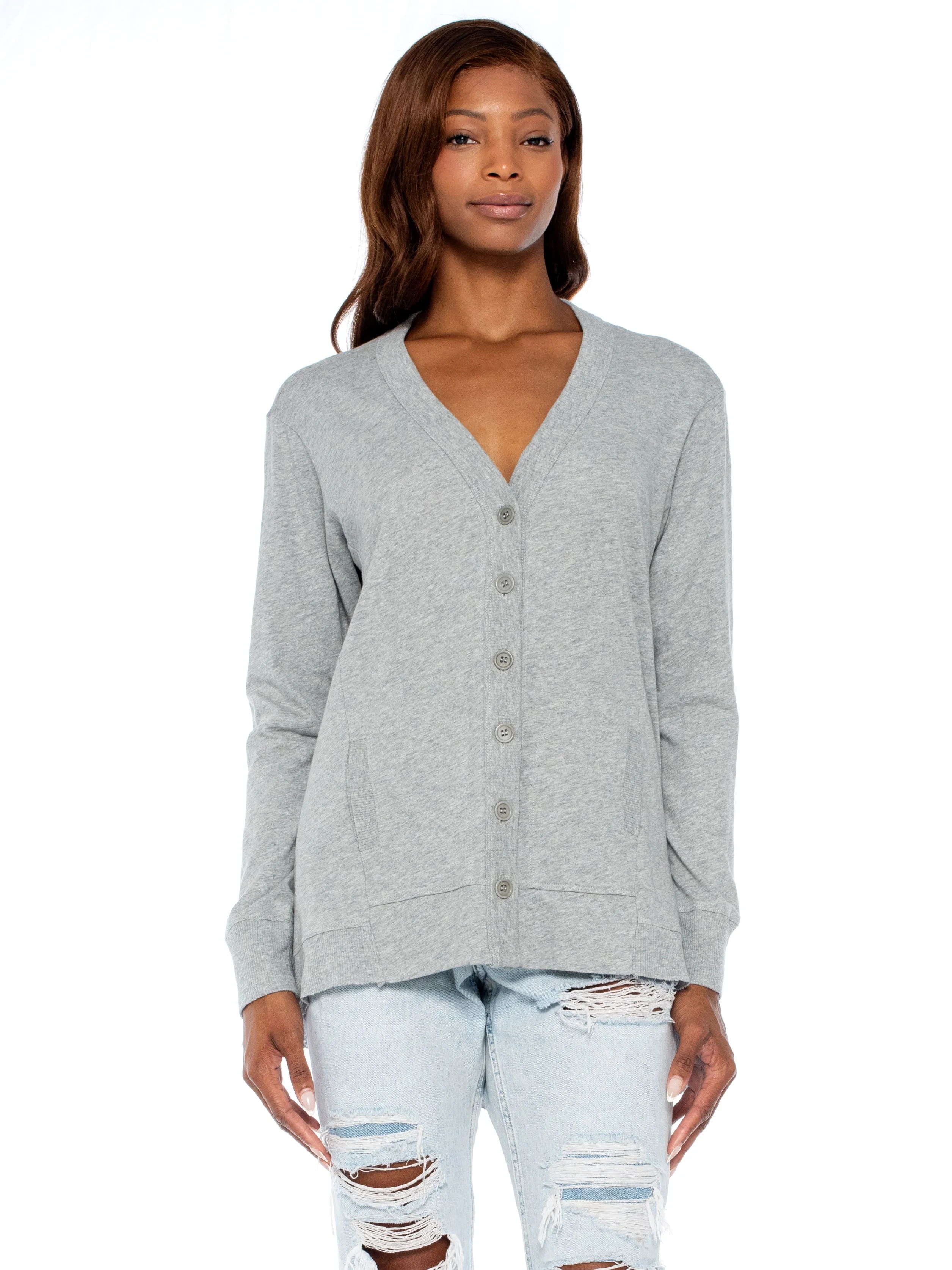 Smooth Line Big Slouchy Rib Mix Pocket Long Sleeve Cardie