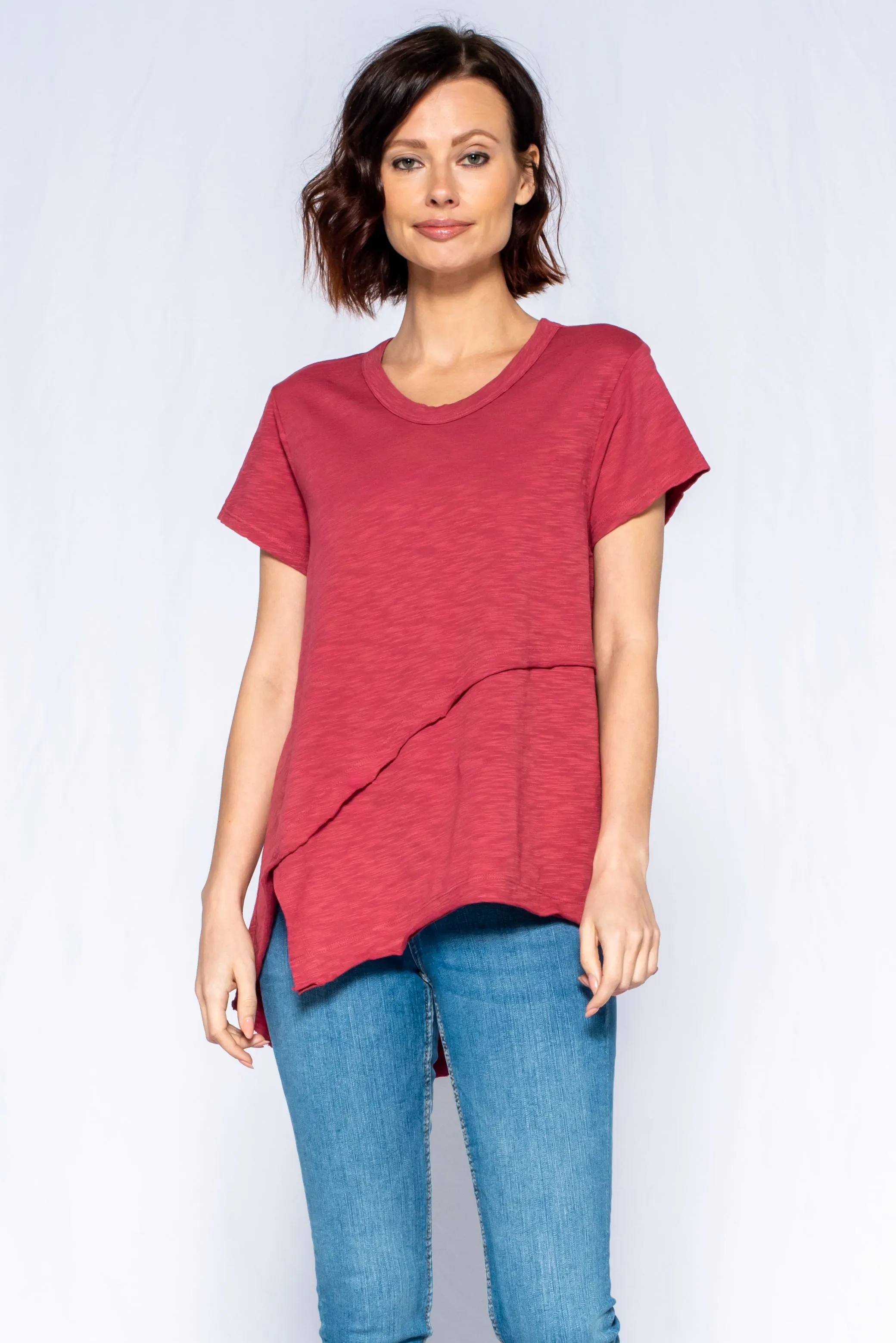 Crew Short Sleeve Easy Cross-Over Hem Shirt Cultural Fit AntiStatic Material