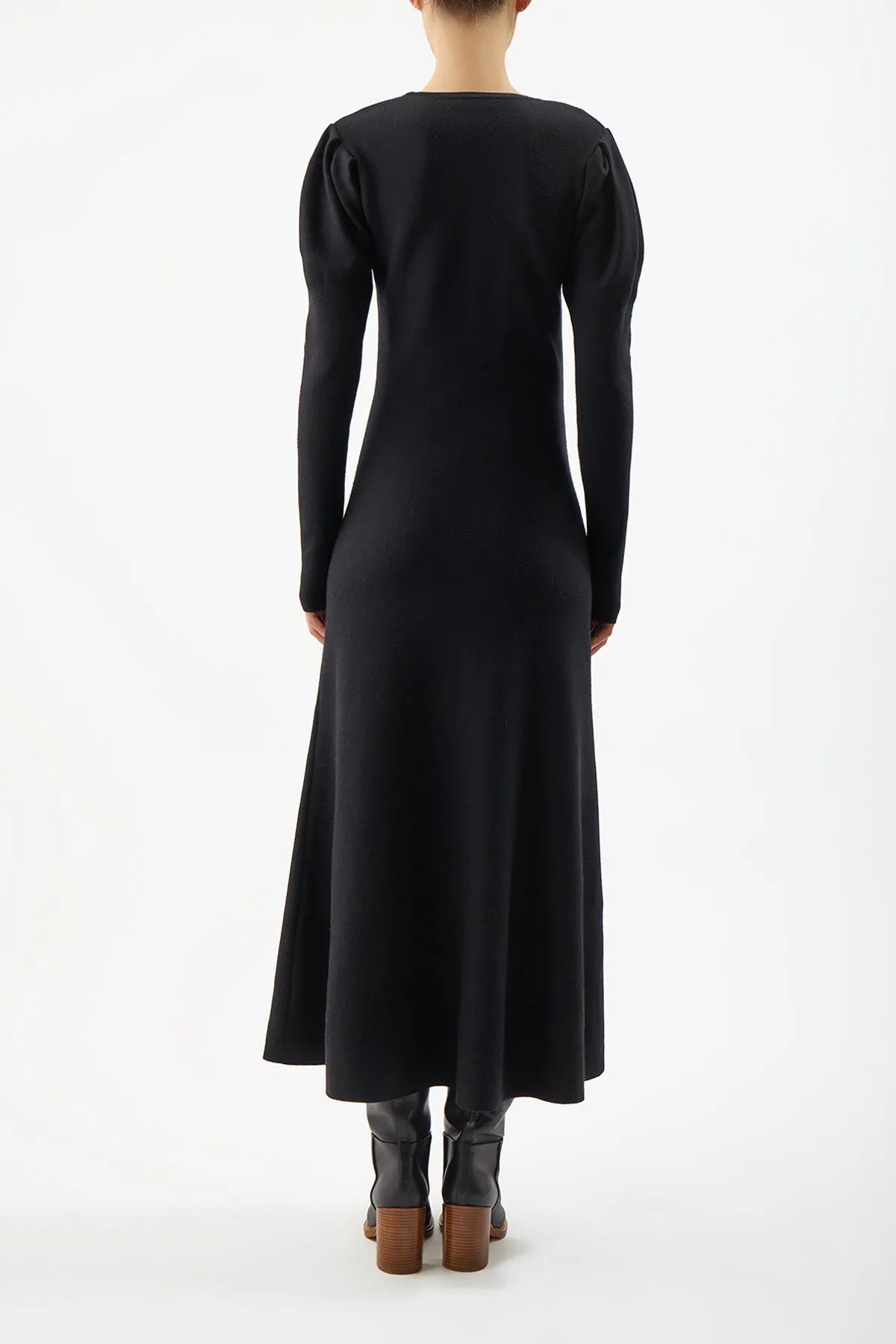 Hannah Knit Maxi Dress in Black Merino Wool Cashmere MoistureControlClothing