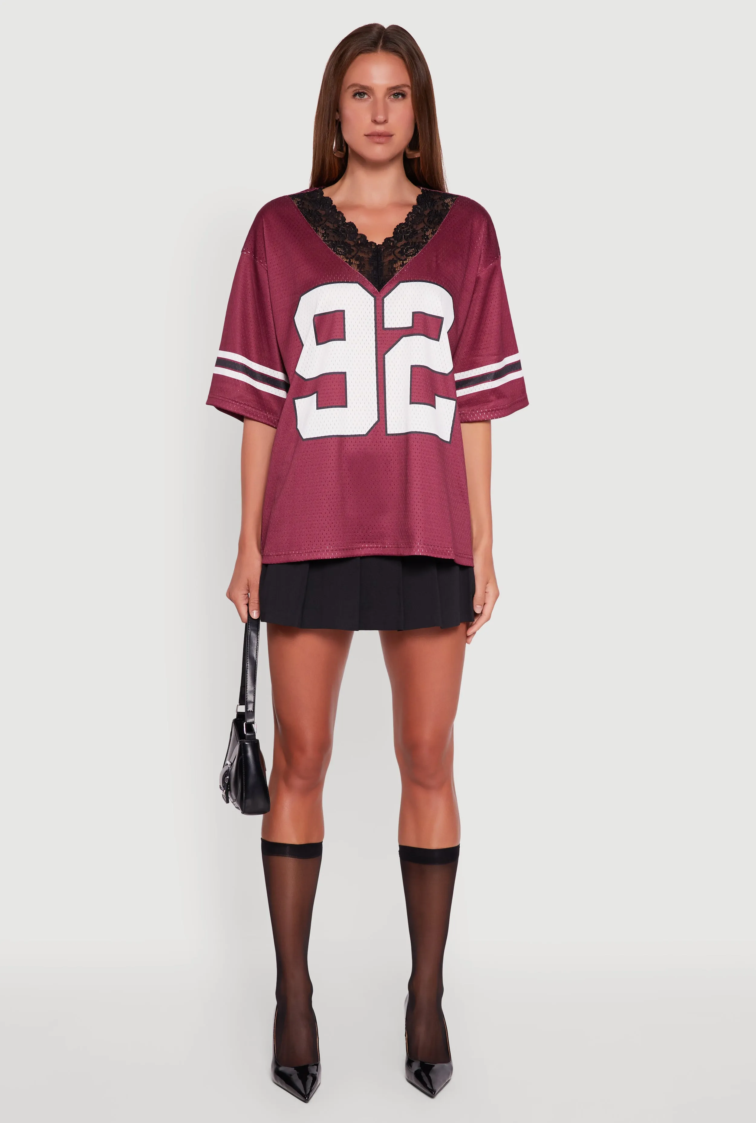 V-Neck 92 Graphic Lace Detail Jersey Premium Comfort Functional Comfort