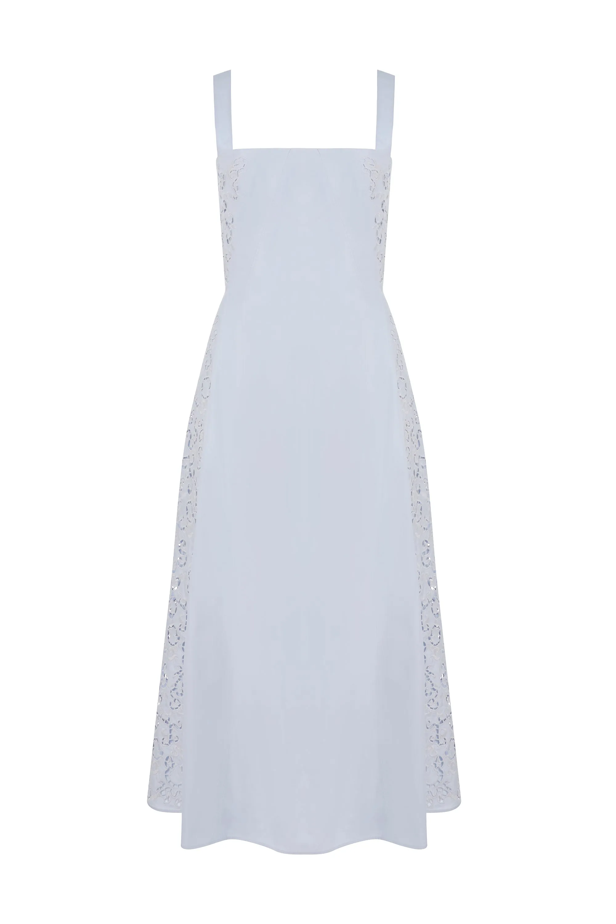 Lenya Lace Midi Dress in Light Blue Sea Island Cotton AntiStatic Lining