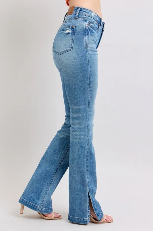 DoubleStitched Coastal Chic Judy Blue Tummy Control Side Slit Bootcut