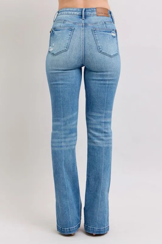Judy Blue Tummy Control Side Slit Bootcut Fresh Glow