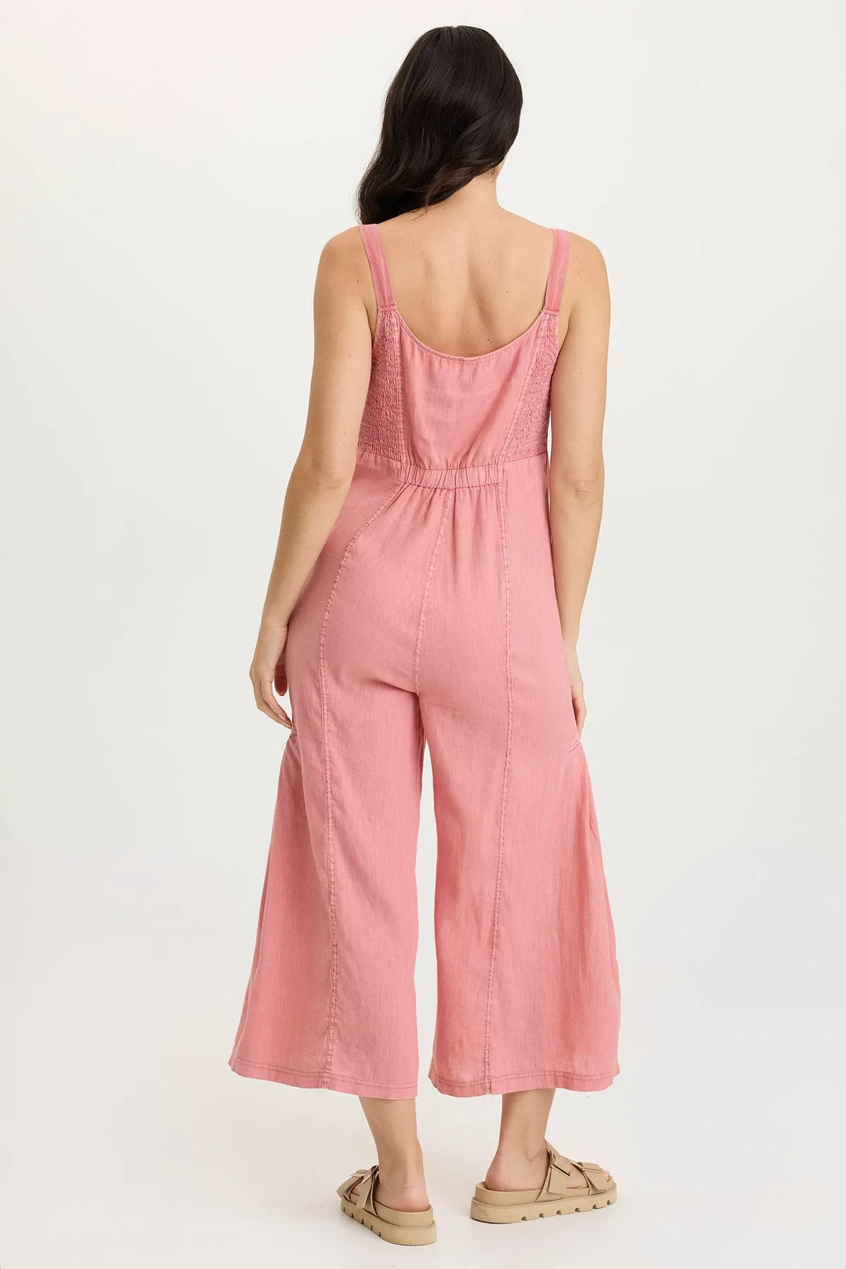 Leoda Linen Snap-Up Jumpsuit Vegan Mood