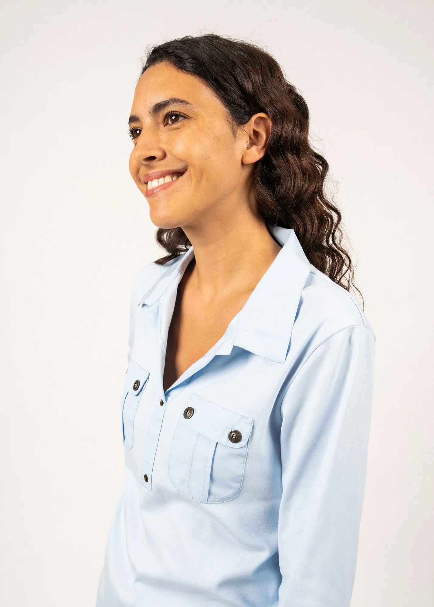 OLERON - Polo Shirt with ? Sleeve | 100% Cotton | Comfort Fit (LIGHT BLUE) SustainableCertified