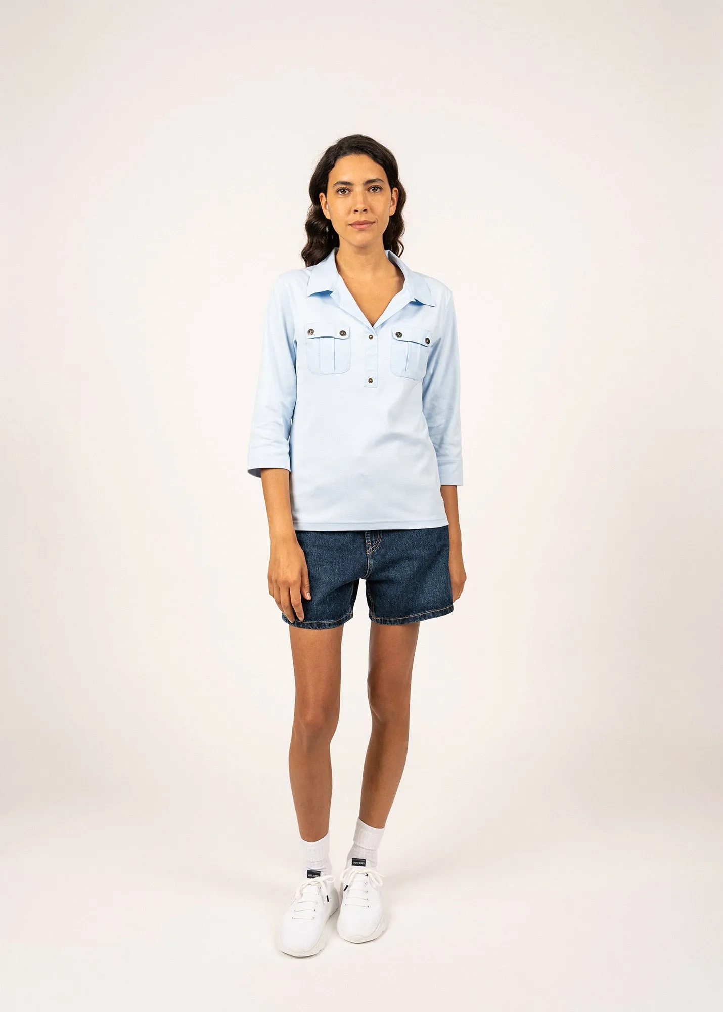 Gloss Fit OLERON - Polo Shirt with ? Sleeve | 100% Cotton | Comfort Fit (LIGHT BLUE)