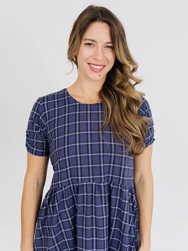 Lightweight Layering Kavita Dress - Indigo Plaid