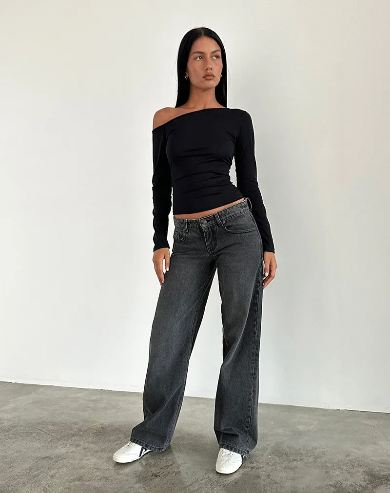 Energy Ease Low Rise Parallel Jeans in Washed Black Grey