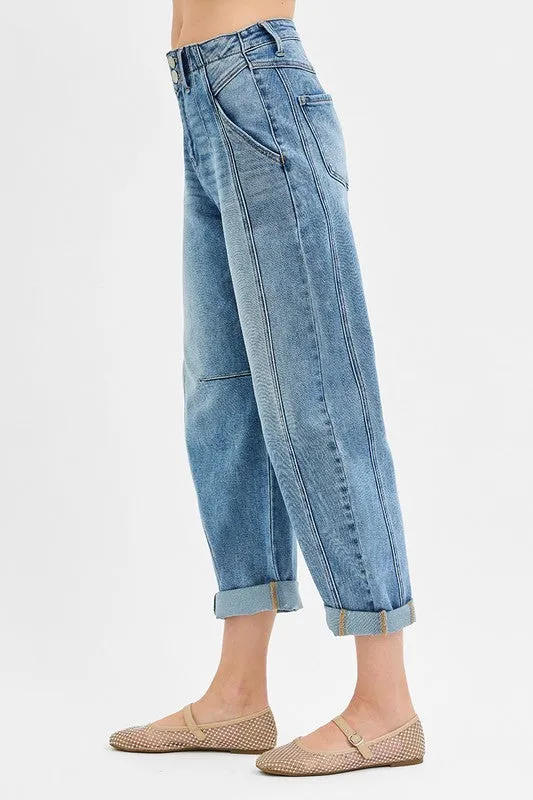 Risen Midrise Ankle Barrel Double Roll up Jean MultiDirectionalFlex Street Fest
