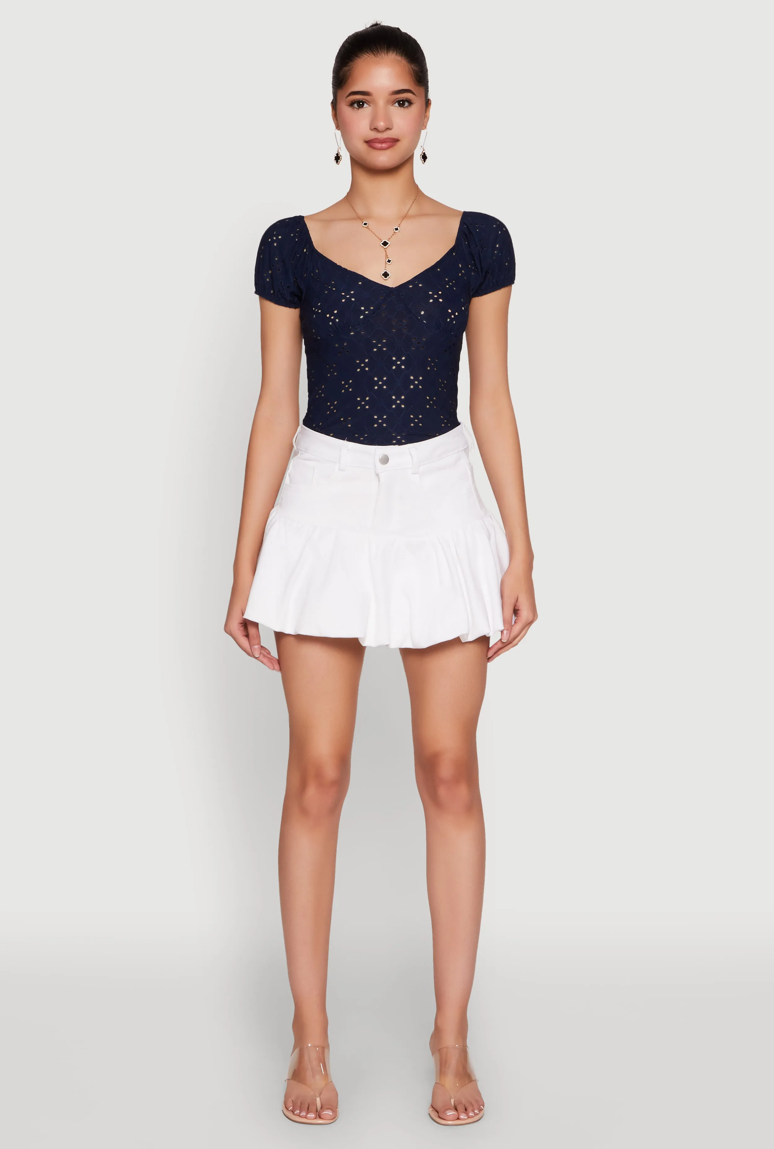 Low Rise Vibrant color Twill Mini Bubble Skirt