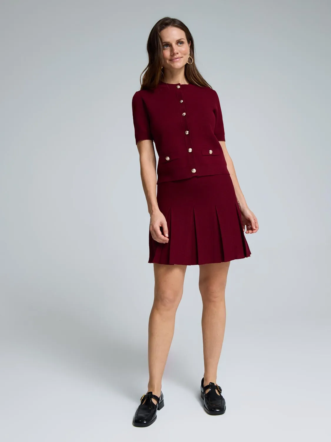 Sweater Knit Pleated Mini Skirt Weekend Style