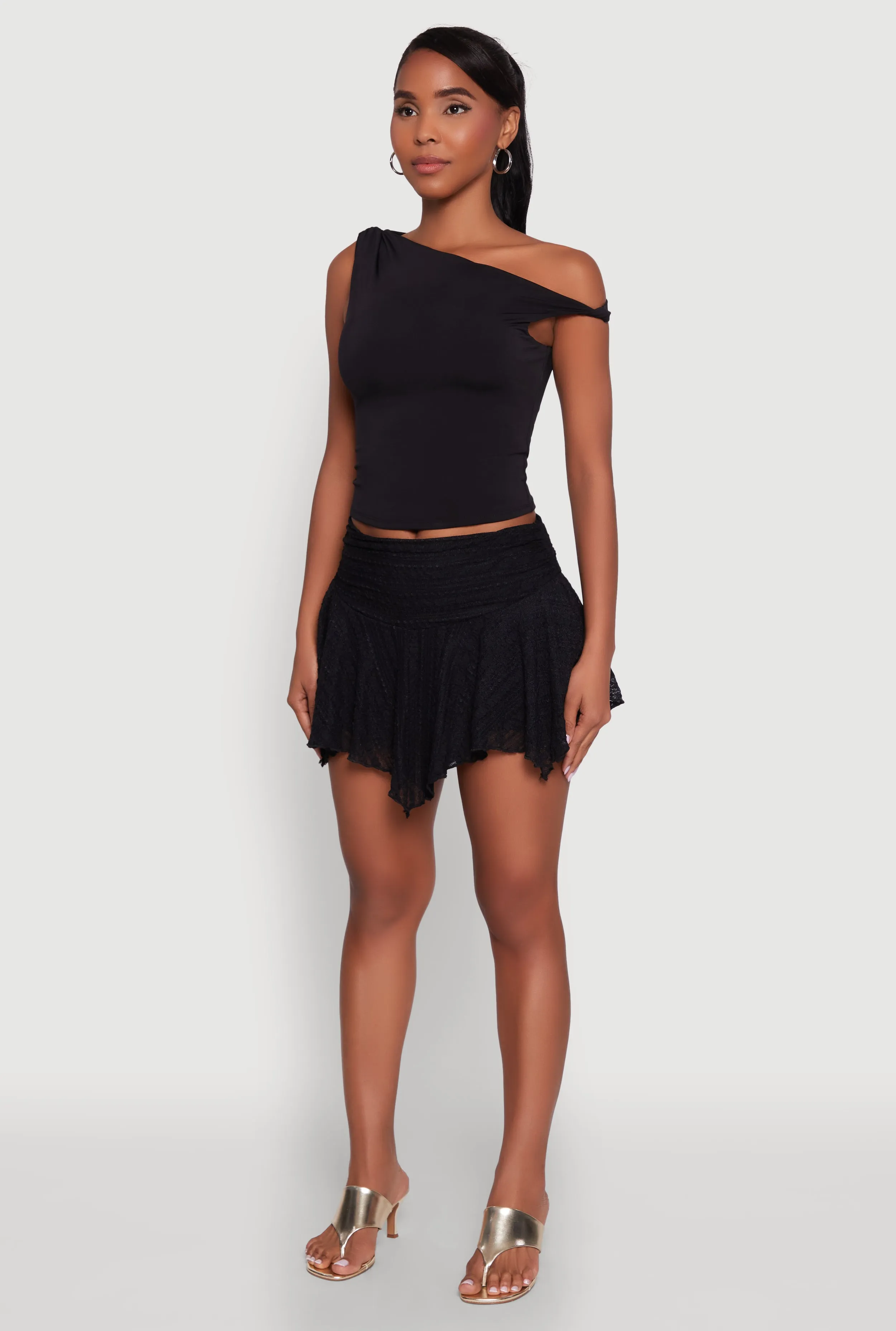 Iris Floral Lace Ruched Mini Skort garden party