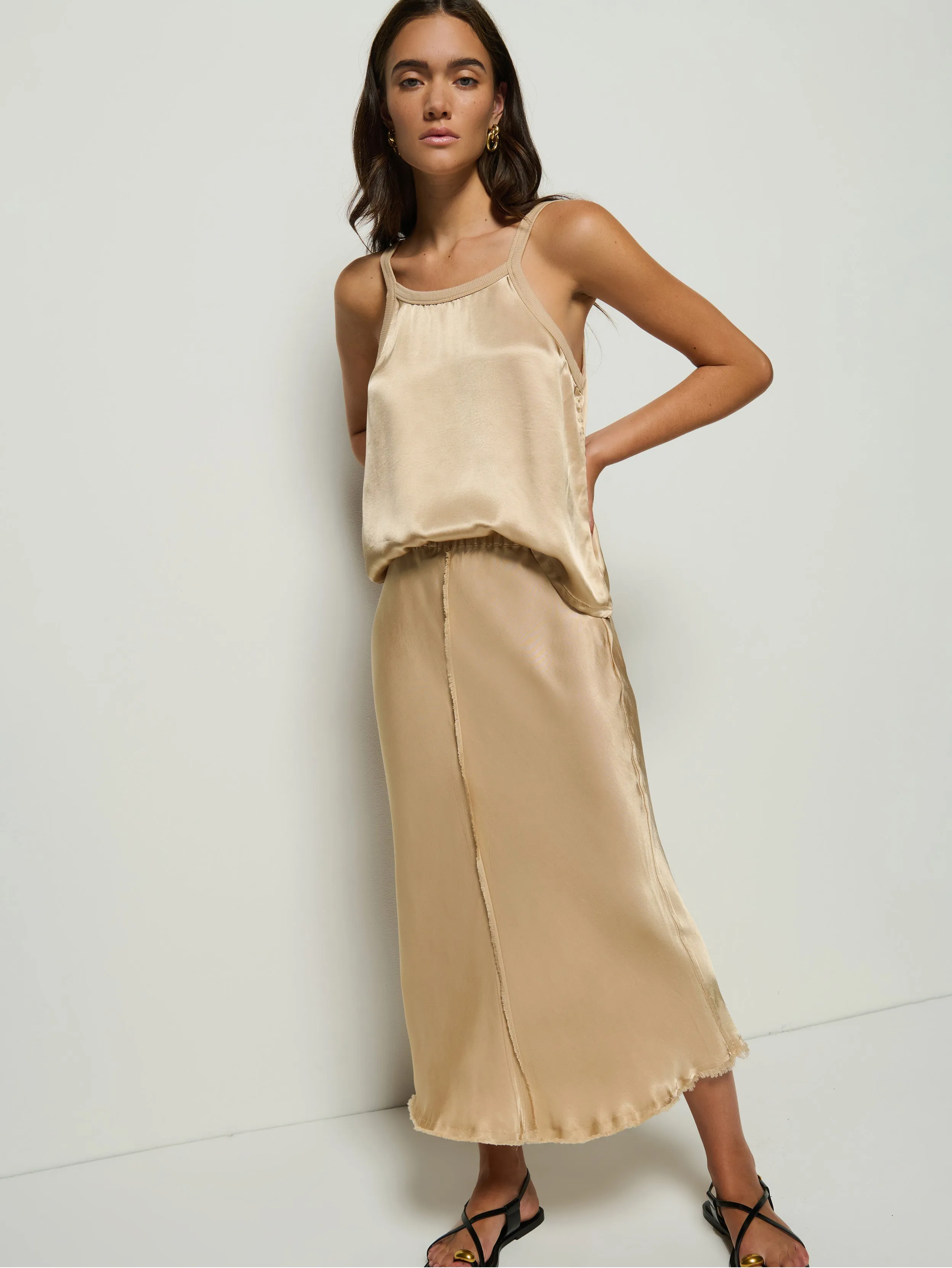 Quiet Charm Virtual Mode Lola Bias Midi Skirt