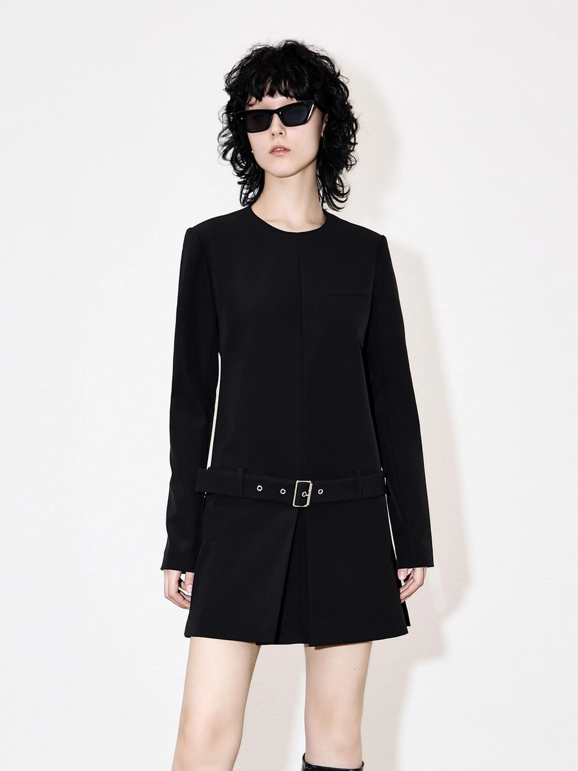 Acetate Blend Dress with Belt Boho Look Mini for a night out