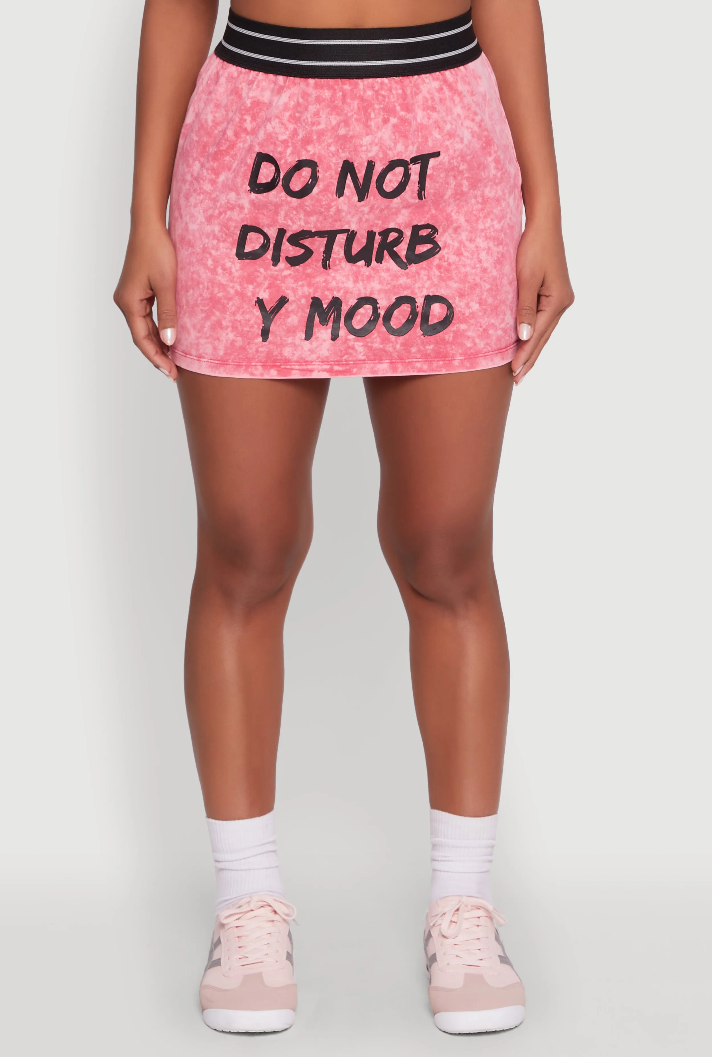 Stylish Mineral Wash Do Not Disturb Graphic Skirt Romantic Vibe