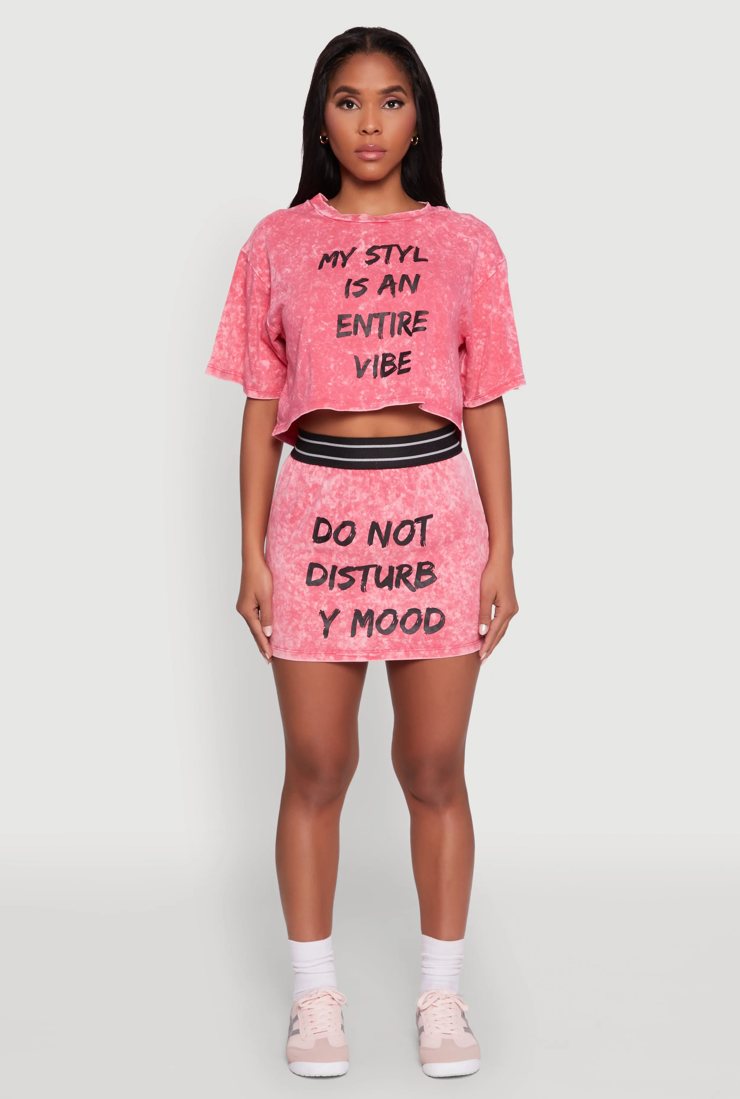 Stylish Mineral Wash Do Not Disturb Graphic Skirt Fair trade Graceful Look