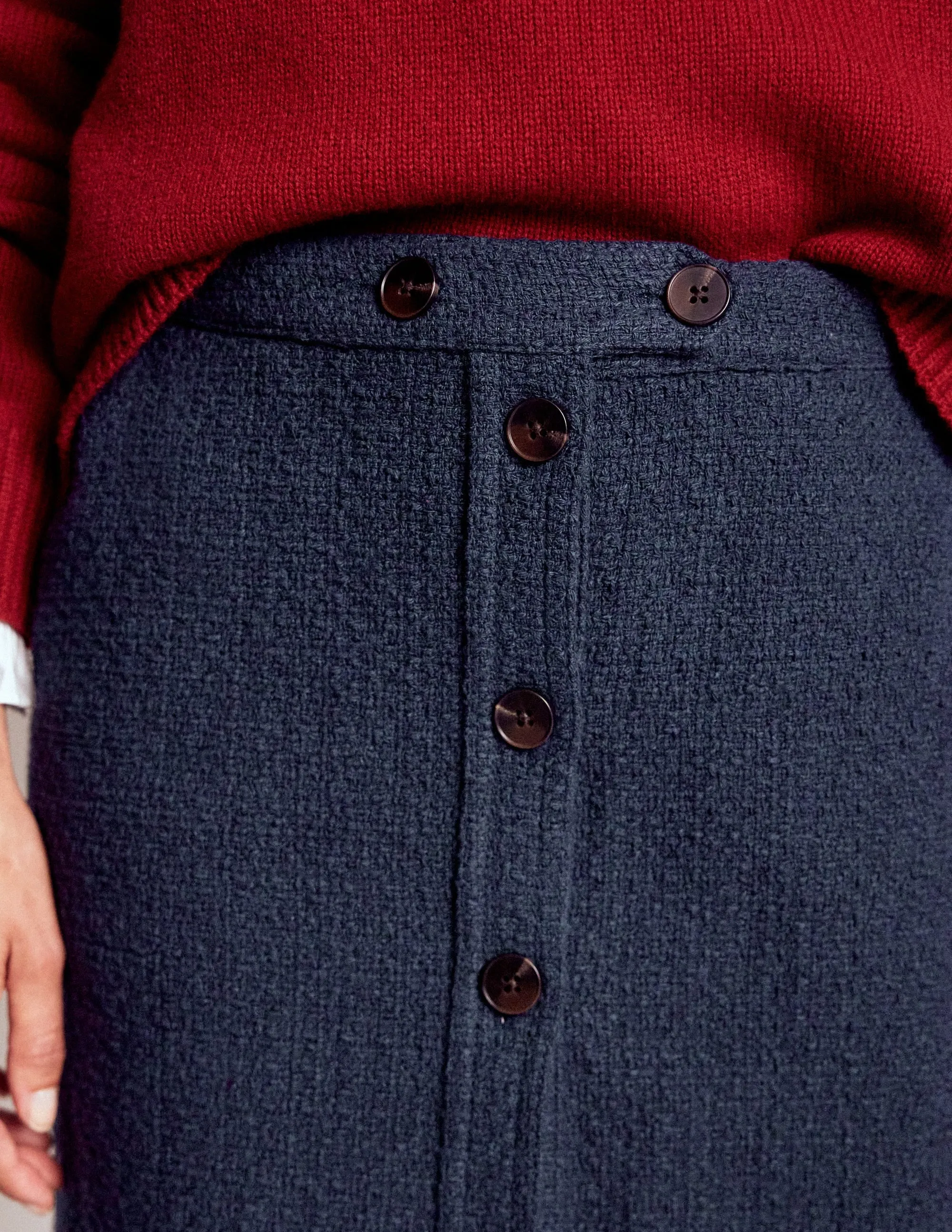 Cecelia Textured Skirt-Navy Patchwork Design