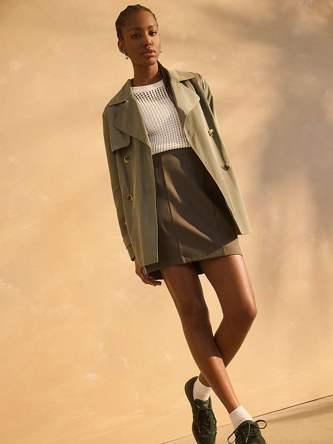 Mini Skirt With Seam Details Contoured Waist