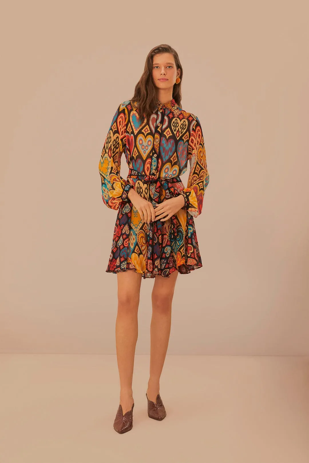 Black Hearts Ikat Mini Dress Vibrant Chic Wear