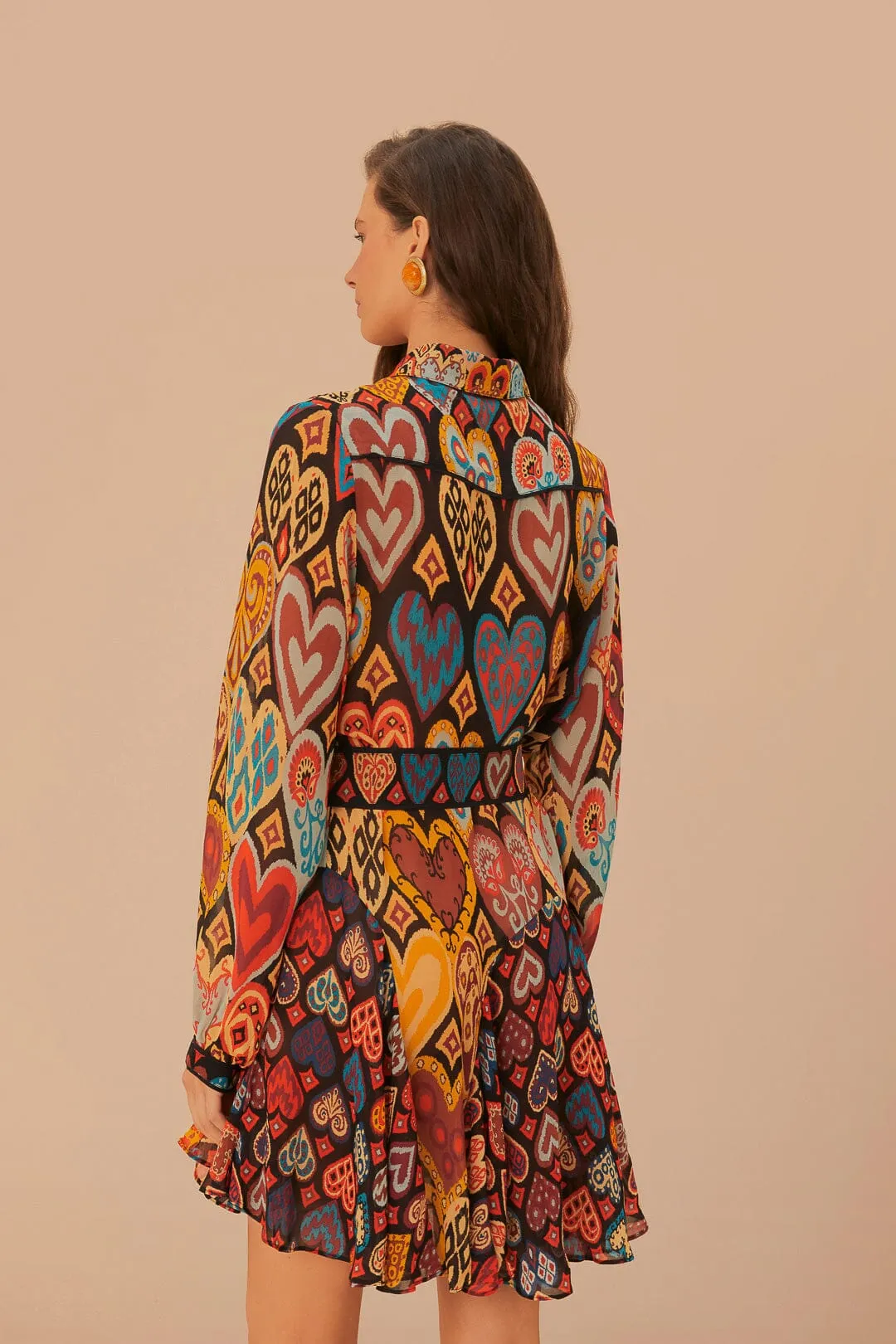 Black Hearts Ikat Mini Dress Moisture Management Dress for warm weather