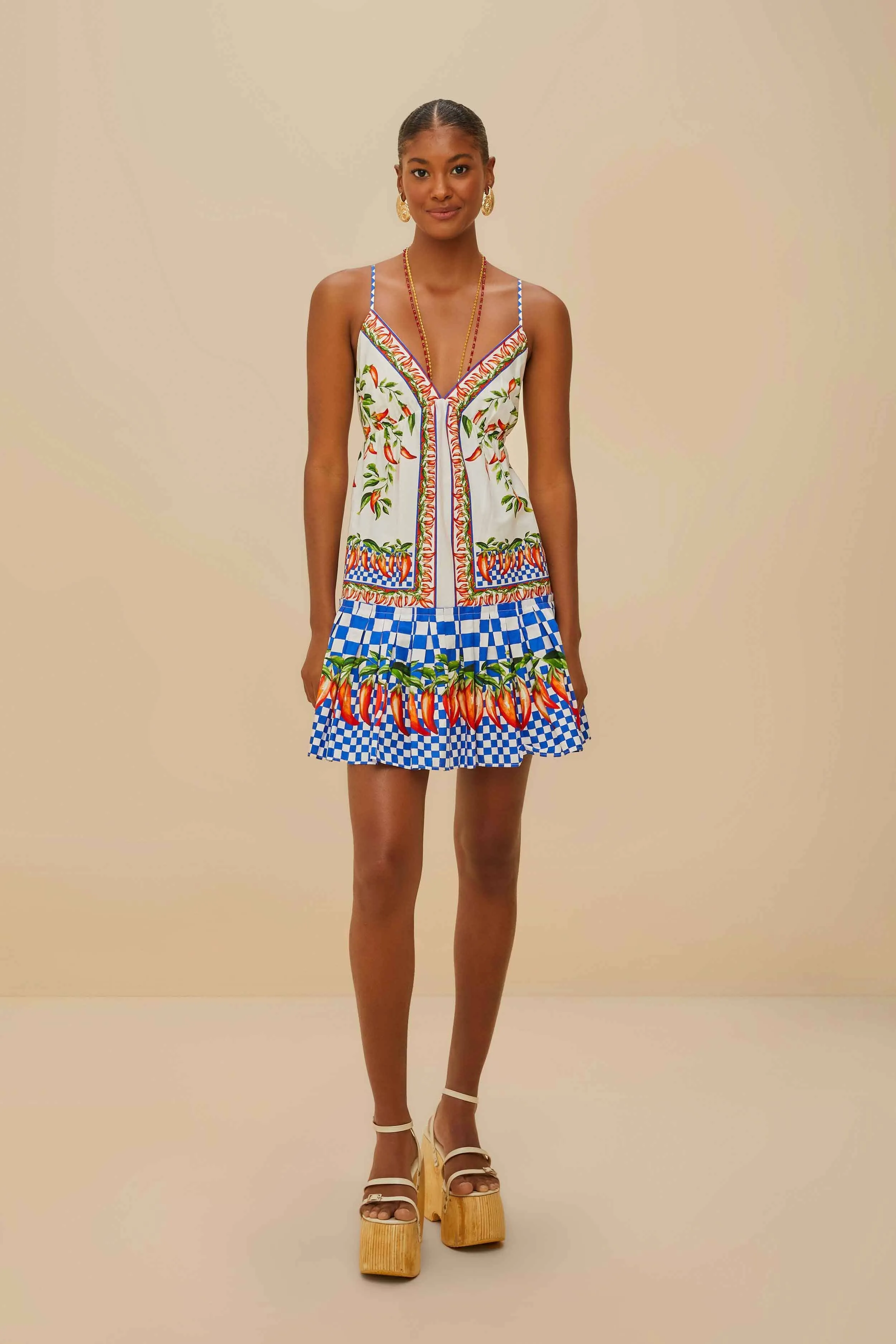 Odor Resistant Fabric Catch Eyes Off-White Picnic Peppers Ainika Organic Cotton Mini Dress