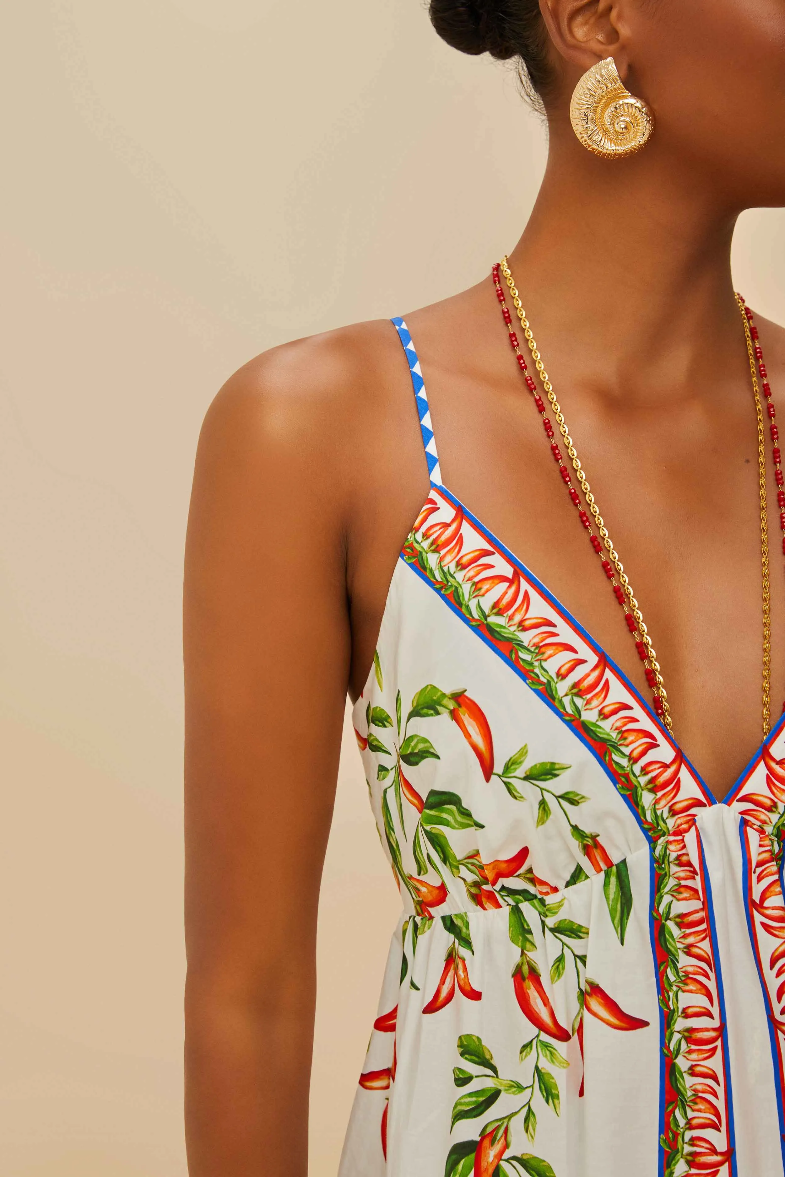 Off-White Picnic Peppers Ainika Organic Cotton Mini Dress Secure fastening
