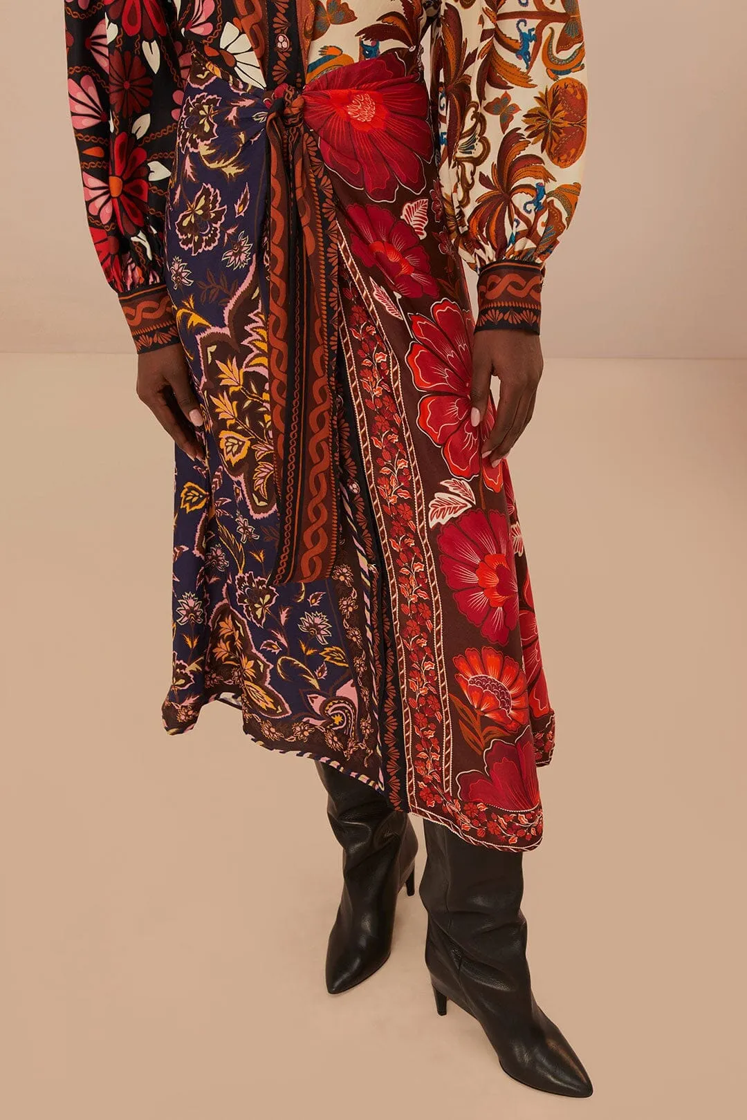 Seasonal Comfort Multicolor Miranda Mix LENZING? ECOVERO? Viscose Chemise Midi Dress