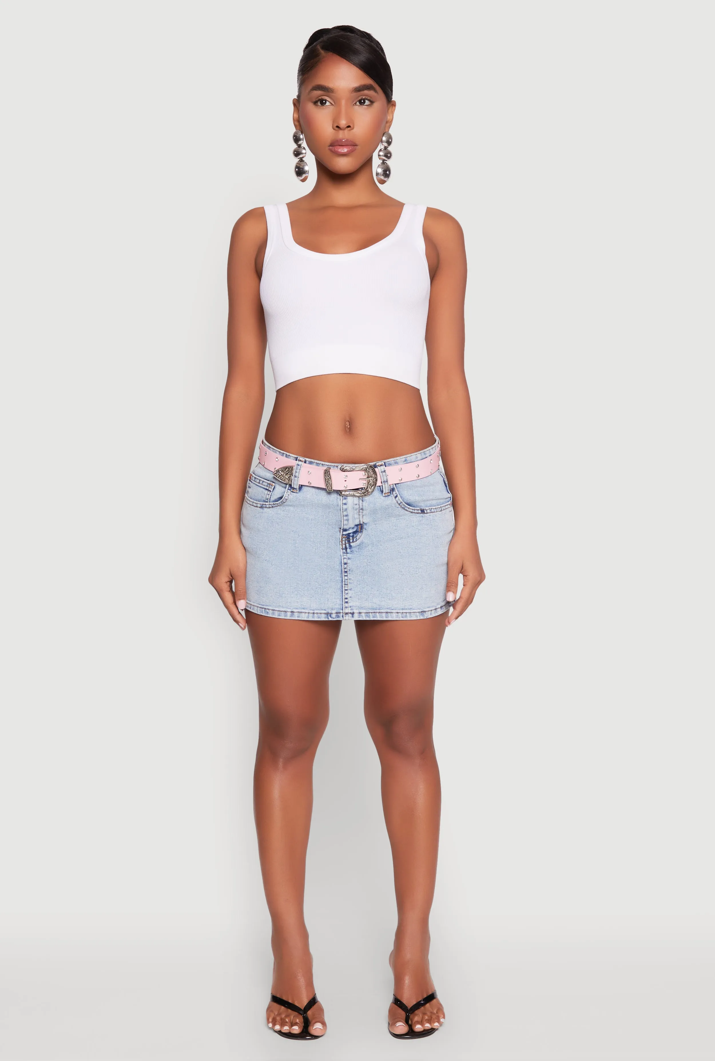 Fresh Vibe Almost Famous Belted Micro Mini Denim Skirt