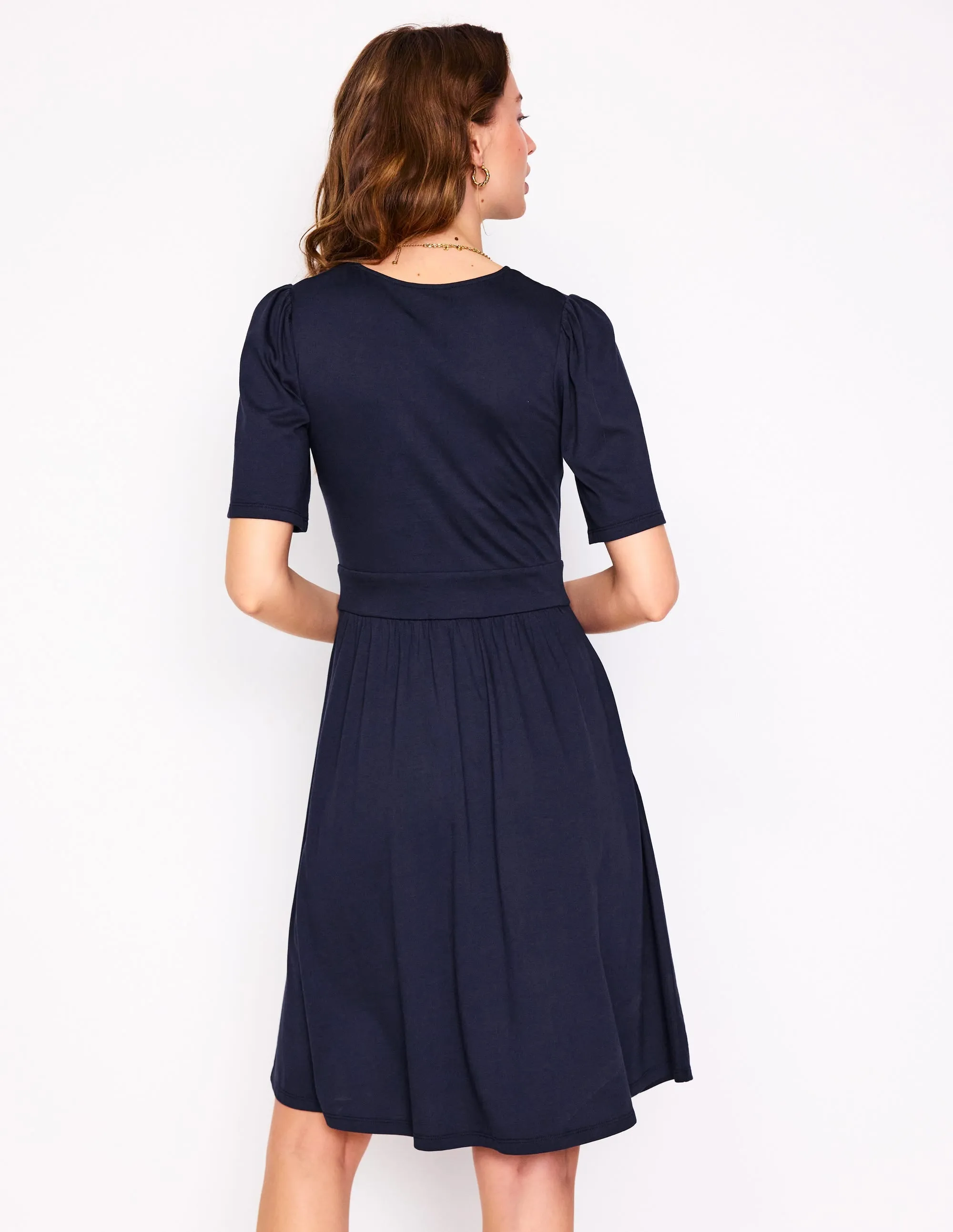 Fashion Glow Louisa Short Jersey Dress-Navy