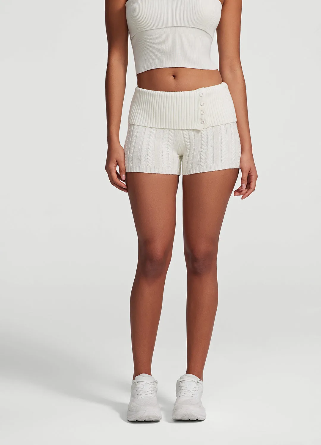 Denim shorts Slip Resistant Inner Lining Cable Knit Micro Shorts