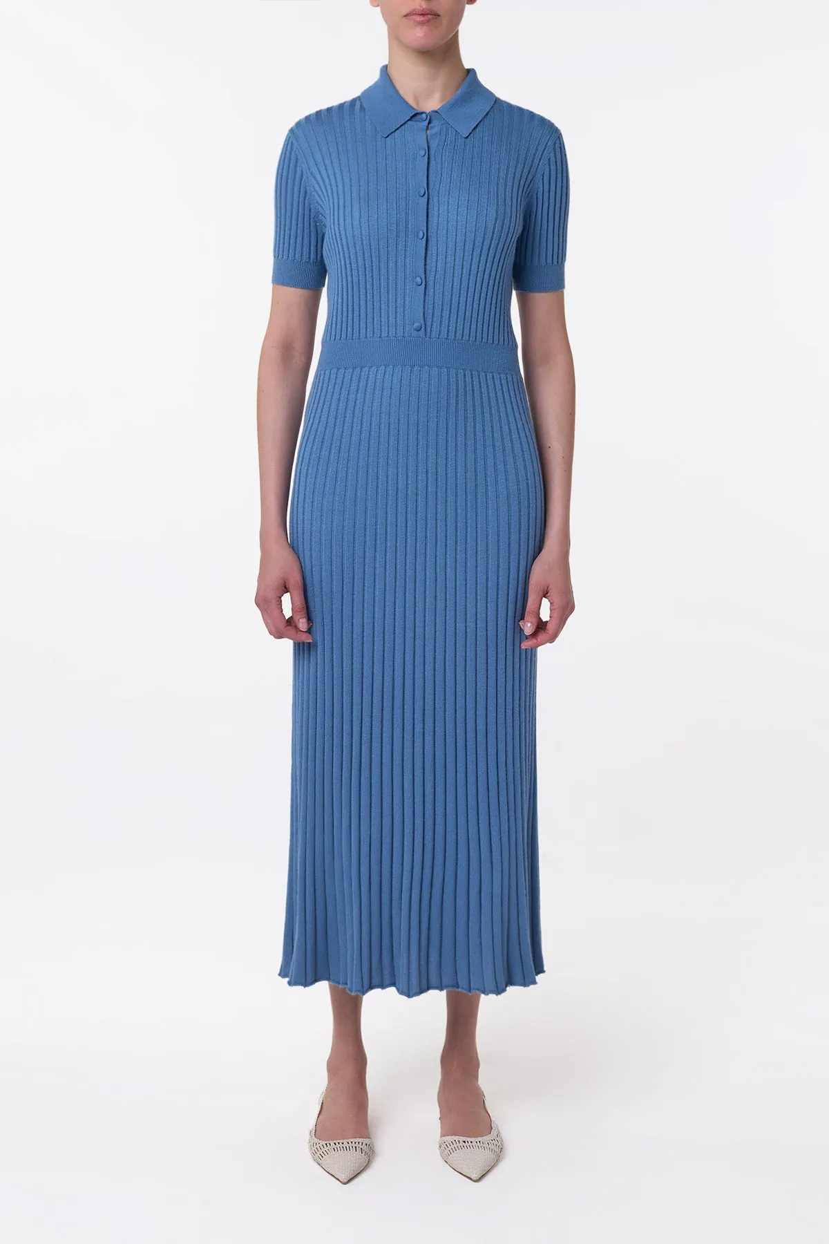 Glitter Glow Amor Knit Midi Dress in Sky Cashmere Silk